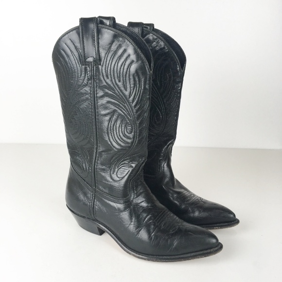 shiny black cowboy boots